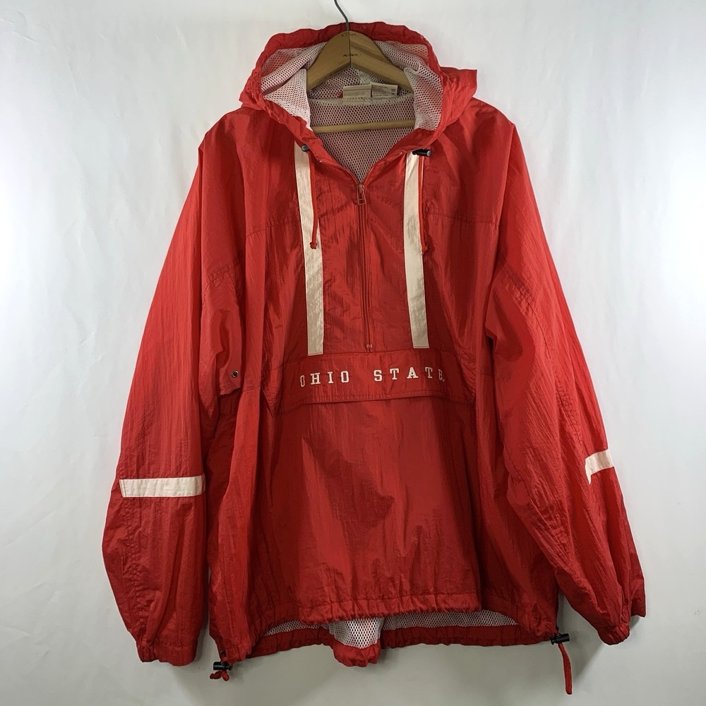 VTG Mens Ohio State Anorak Nylon Windbreaker Jacket Sz XL Hooded Sportswear